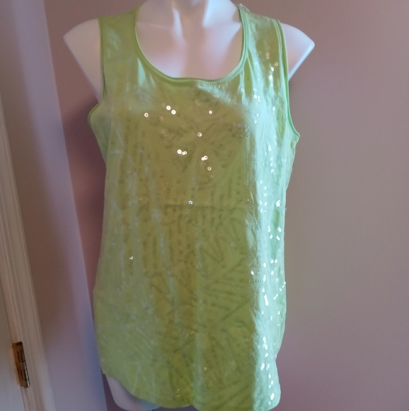 Chicos greenish lime colored sequin tank top - Picture 1 of 3